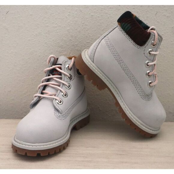 Timberland Kids Sz 5.5M Light Gray Nubuck w/Camo Premium 6" Waterproof Boots - Picture 11 of 12